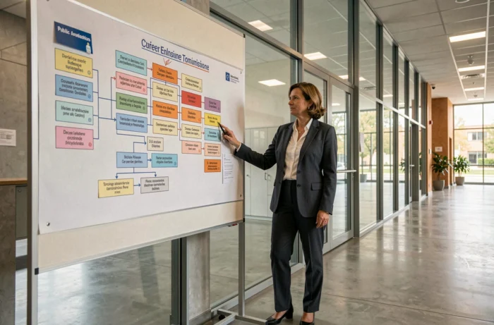 Cadre territoriale présentant un organigramme de progression indiciaire dans les locaux d'une administration publique française